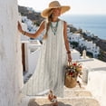 thumbnail image 5 of Jiueut Geometric Floral Print Summer Dresses for Women Maxi Dresses Long Flowy A Line Sleeveless Sundresses with Pockets for Beach Tropical Travel Crewneck, XL, 5 of 7