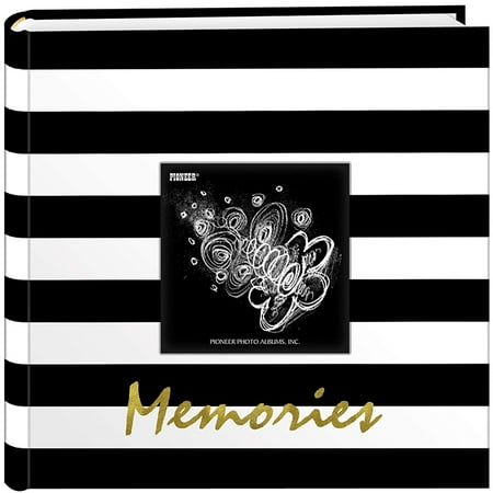 Pioneer Golden Memories Black and White Striped 200 Pocket 4x6 Photo Album