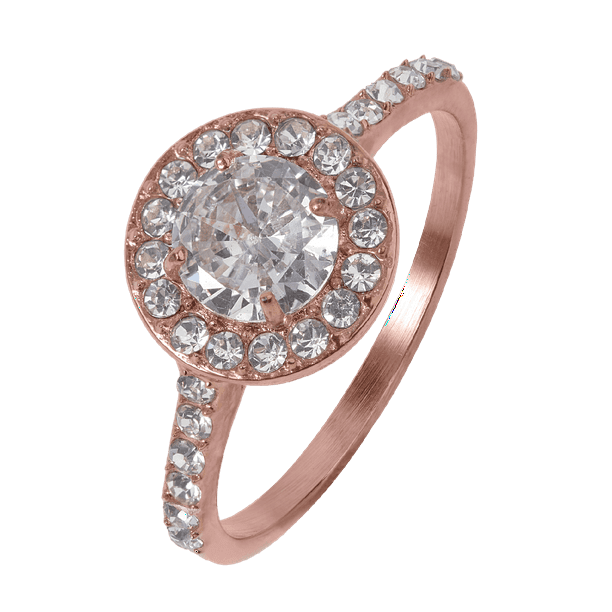 LuckyLy Anillos de Compromiso y Promesa para Mujer, Acero Inoxidable Baño Oro Rosa 18k, Oro 18k, Plata y Zirconia Cúbica – Joyería ideal como Regalos para Mujer Navidad y Regalos para Mamá, rosa 7