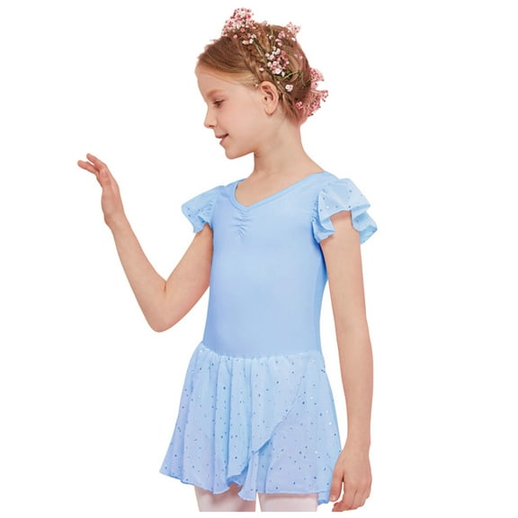 Kiijoy Newborn Girls Ballet Dance Dress Leotard Sequins Flutter Sleeve Princess Dress