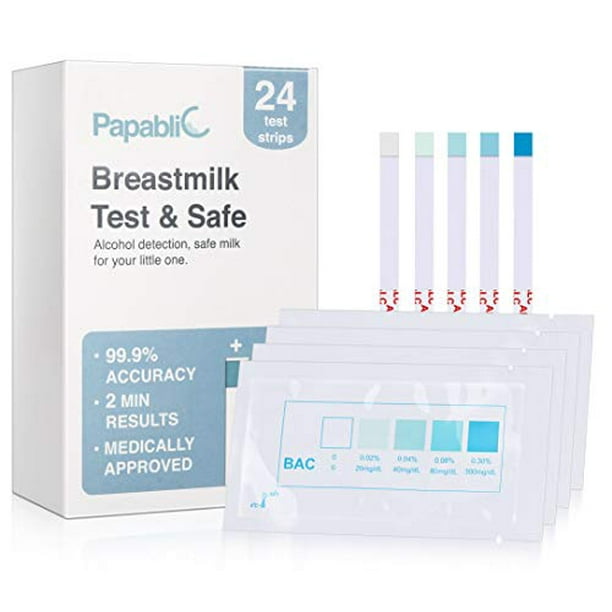 24Count of Papablic Test & Safe Breastmilk Alcohol Test Strips, 2min