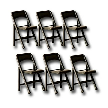 Set Of 6 Plastic Black Toy Folding Chairs For Wwe Wrestling