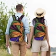 thumbnail image 5 of Naloa Multicolored Beautiful Flower1 Canvas Backpack for Men Women Rucksack Casual Travel Daypack College Tote Satchel Bookbag for Teens-Small, 5 of 7