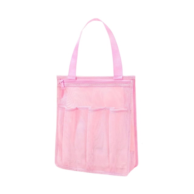 Bolsa de playa de malla hueca, bolsa de hombro, portátil, para viajes, para lavado, fitness, natación, almacenamiento, bolsillos, bolsa de playa, bolsa de almacenamiento de malla de doble capa.