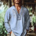 thumbnail image 2 of Cotton Long Sleeve Vintage V Neck T Shirts For Men Summer Travel Gym Commute Errands Lounge Weekend Daily Wear Easy Layering Daily Style Smart Casual Easy Outfit, 2 of 6