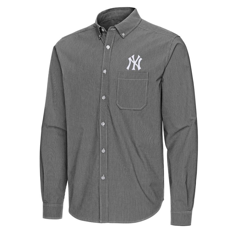 new york yankees dress shirt New York Yankees Cutter & Buck Long Sleeve Stretch Oxford Button-Down Shirt