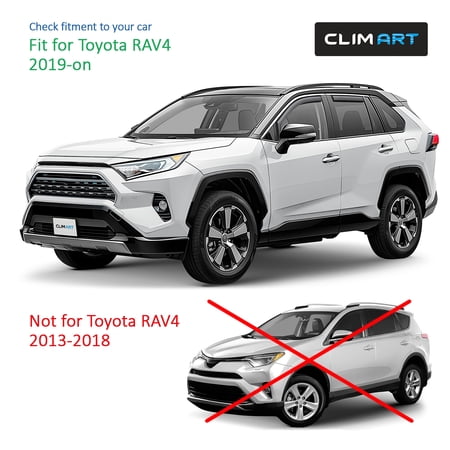 CLIM ART in-Channel Incredibly Durable Rain Guards for Toyota RAV4 2019-2025, Original Window Deflectors, Vent Deflector, Vent Window Visors, Dark Smoke Car Accessories, 4pcs - 619152