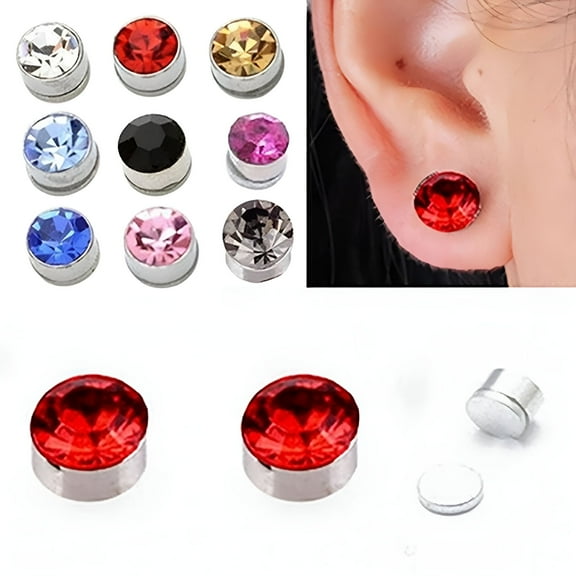 DESIGNICE 1 Pair Iron Eardrops Strong Magnetic Health Pierced Round Magnetic Eardrops Earrings Gift for Women