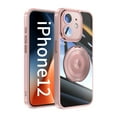thumbnail image 3 of Allytechgroup iPhone 12 Case with Tempered Glass Lens Protector, Ring Holder Kickstand Shockproof Drop Protection Scratch Resistant Anti-Yellow Clear Back Case Cover for Apple iPhone 12, Pink, 3 of 9