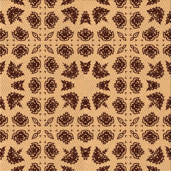 Ahgly Company Machine Washable Indoor Square Transitional Yellow Orange Area Rugs, 8' Square