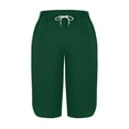 thumbnail image 6 of VV AVEORS Capri Pants For Women Split Side High Waist Casual Athletic Knee Length Summer Pants Casual Sweatpants With Pockets Dark Green M, 6 of 7