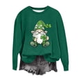 thumbnail image 2 of St. Patrick's Day Hoodie for Women Graphic Gnome Shamrock Print Crewneck Long Sleeve Soft Warm Fleece Lining Festive Holiday Gift Pullover, 2 of 5
