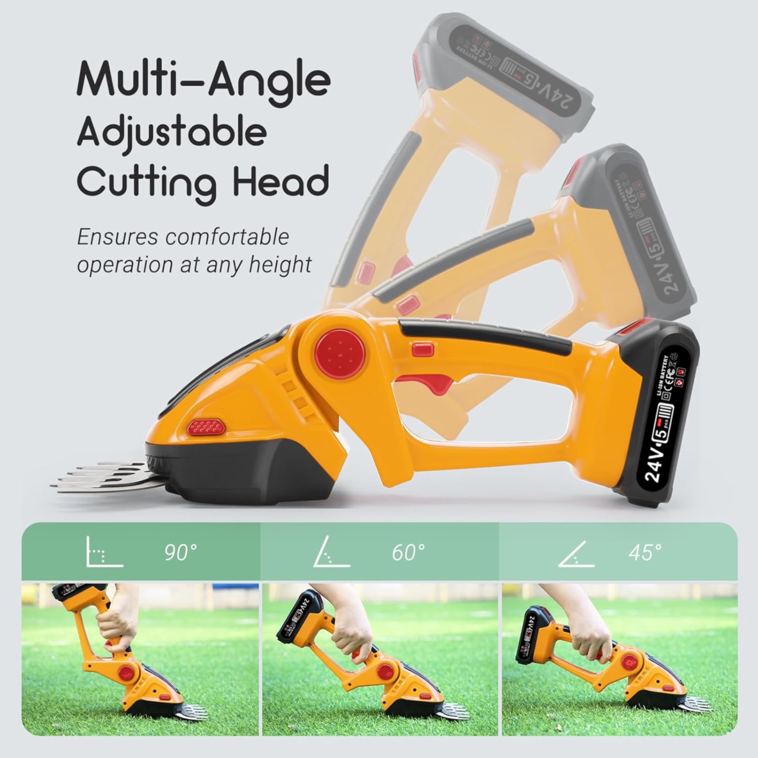 CNV Lightweight Electric Hedge Trimmer, 2.4 LBS Portable 2-in-1 Grass Cutter with 22cm Blades for Yard Maintenance