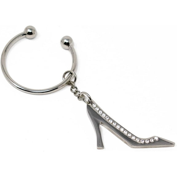 Silver High Heel Horseshoe Screwball Keychain with Single-Side Easy-Open Key Holder