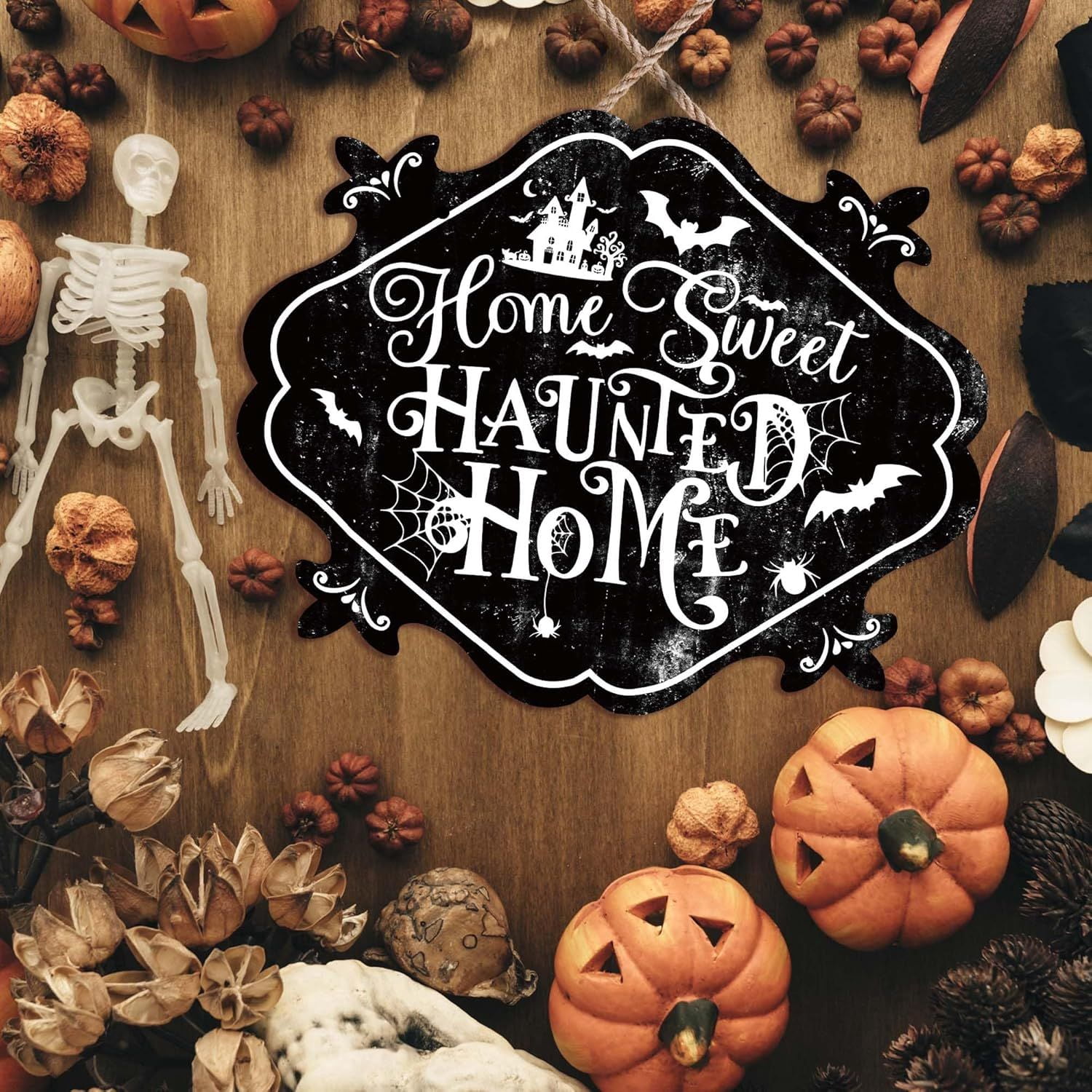 Happy Halloween Wooden Sign 8x10 Inch with Rope for Wall Door Decor
