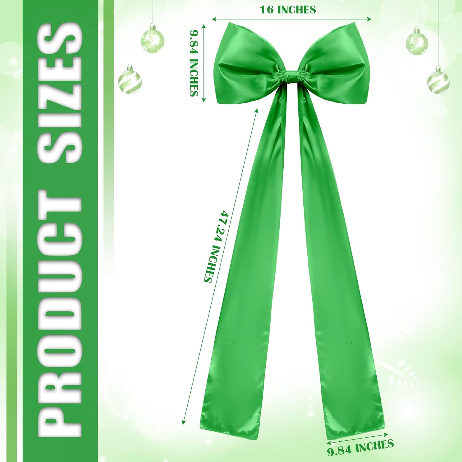 Guvpev 5FT Large Satin Christmas Bows - Giant Green Xmas Bows for Christmas Tree Topper, Wreaths, Wal, Mantel, Front Door, Porch & Wedding Decorations, Indoor & Outdoor Holiday Christmas Decorations