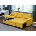 thumbnail image 6 of Bowery Hill Yellow Linen Fabric Reversible Sleeper Sectional Sofa with Storage, 6 of 12