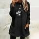thumbnail image 3 of Gibobby udadera sin capucha y ocio para mujer Forro polar de felpa con bolsillo y manga larga con cuello Rojoondo y estampado navideño (Negro, XL), 3 of 4