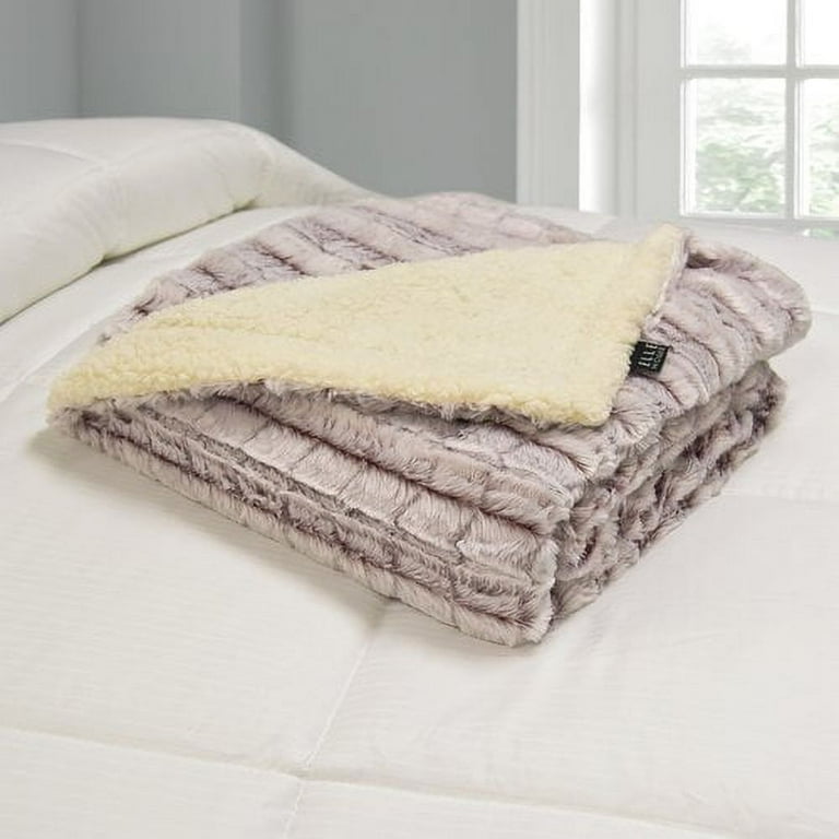 Blue Ridge Elle Home Reversible Micromink to Faux Sherpa Tie Dye Throw Blue