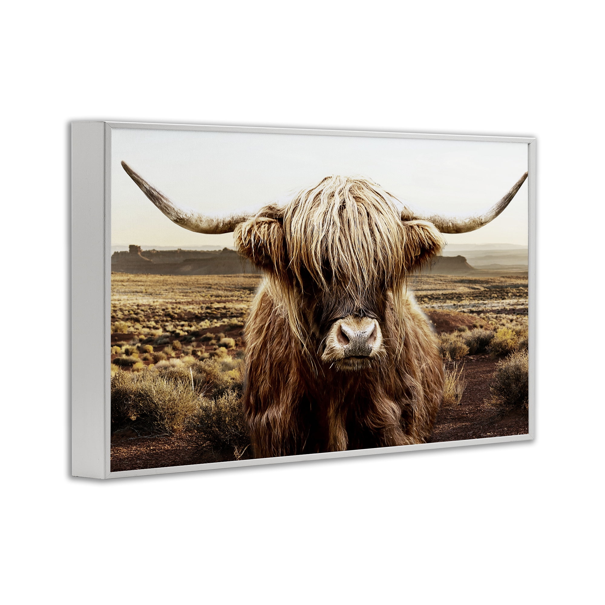 Stupell Industries Rugged Vegetation Cattle Portrait White Framed Giclee Art, design by CAD Designs