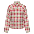 thumbnail image 5 of Jackets for Women Winter Coat Jackets Flannel Stand Collar Jacket(Red And Green Grid,Size:S-4XL), 5 of 7