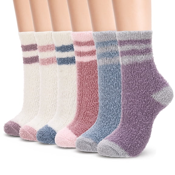 Bocaoying 6 Pairs Women's Fluffy Socks, Cozy Warm Soft, Ideal for Winter Home and Sleeping Slipper Socks, US 5-9