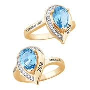 Freestyle, 18K Gold over Sterling Pear Birthstone & Diamond Class Ring, Personalized, High School or College Graduation