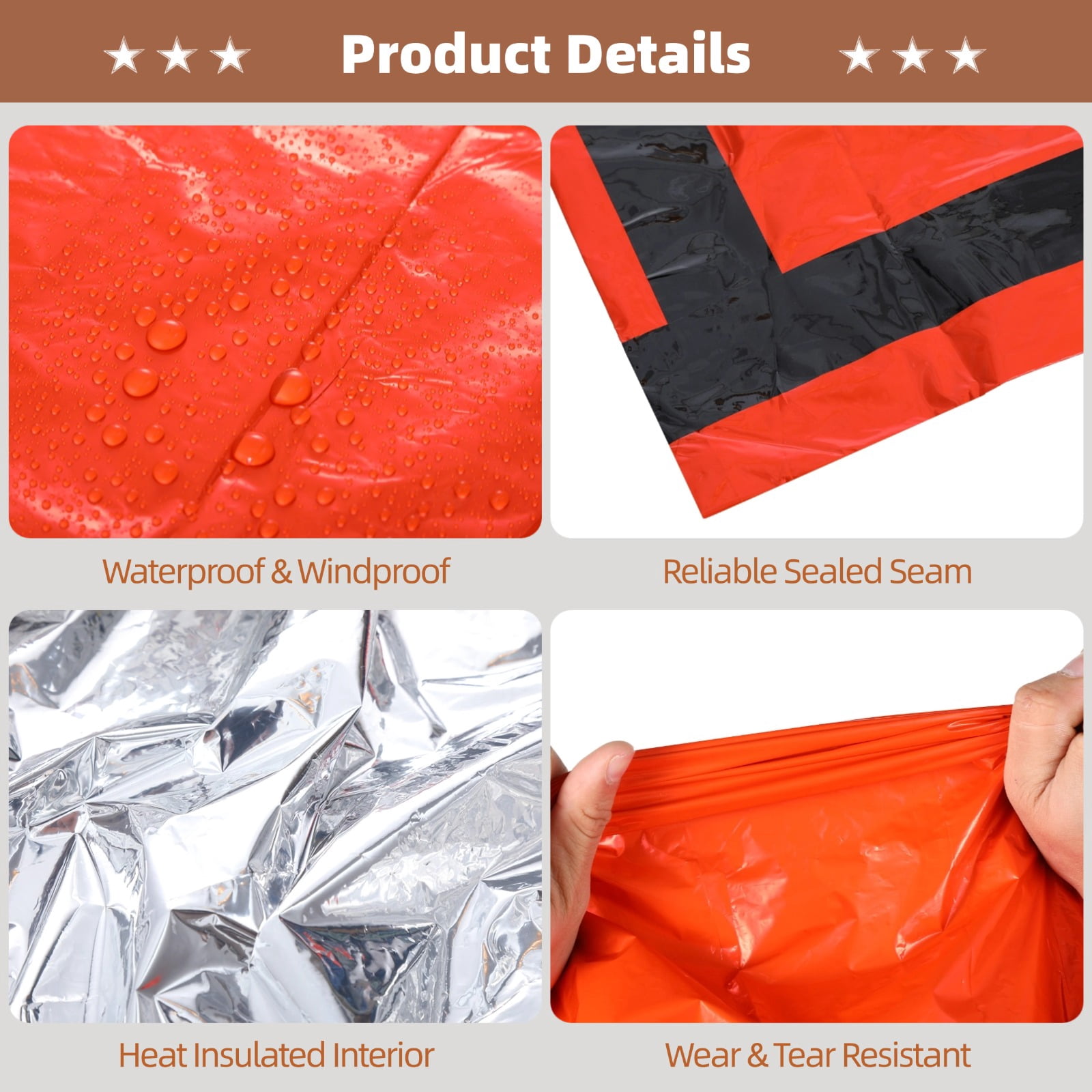12 Pack Emergency Sleeping Bag with Whistle – Portable Survival Bivvy Sack, Waterproof & Windproof, Reflects Body Heat, Compact Survival Blanket for Camping, Hiking, Climbing & Outdoor Emergencies