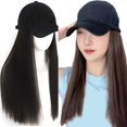 thumbnail image 2 of Fashion Adjustable Baseball Hat Wigs Hair Heat Resistant Hairpiece Hat Natural Looking Headwear for Women Quick Styles Natural Black, 2 of 4