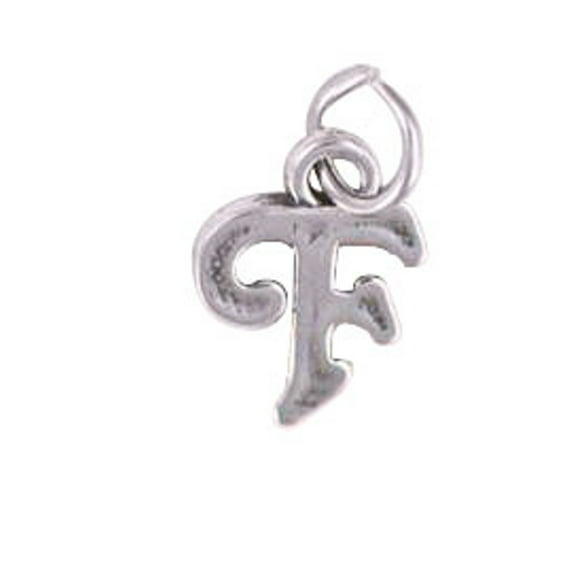 Sterling Silver 16" 1mm Box Chain Scrolled Letter F Pendant Necklace