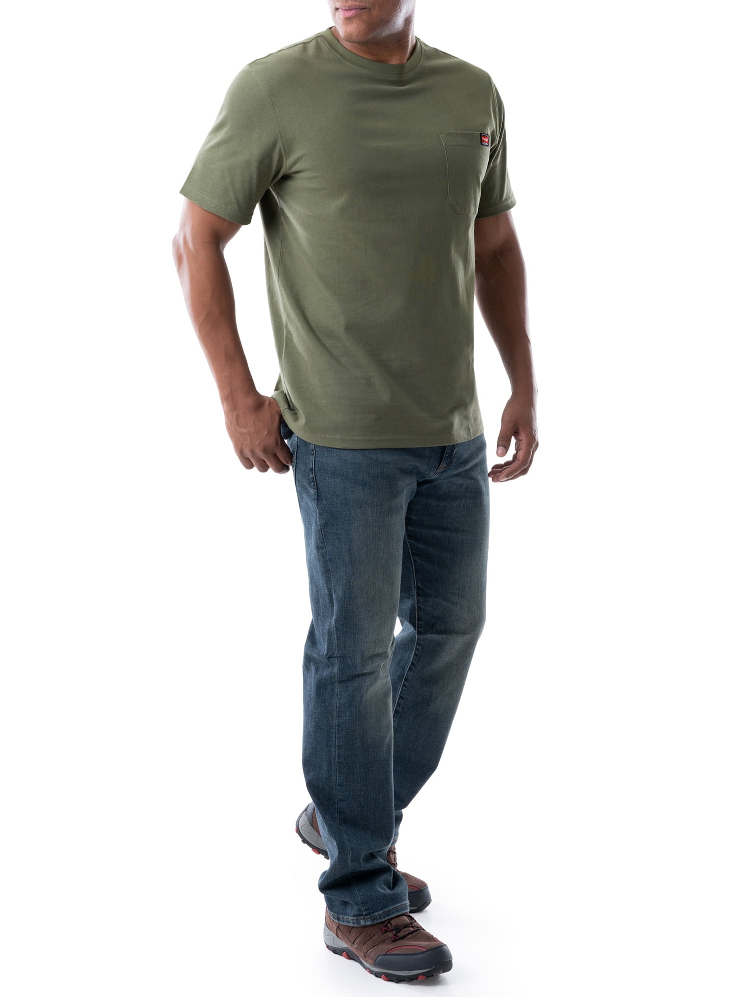Wrangler Workwear Men's Short Sleeve Heavyweight Pocket Crew T-Shirt