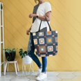 thumbnail image 4 of FORMRS Womens Canvas Tote Bag with Zipper Inner Pocket Shoulder Handbag, Square Harmony, 4 of 7