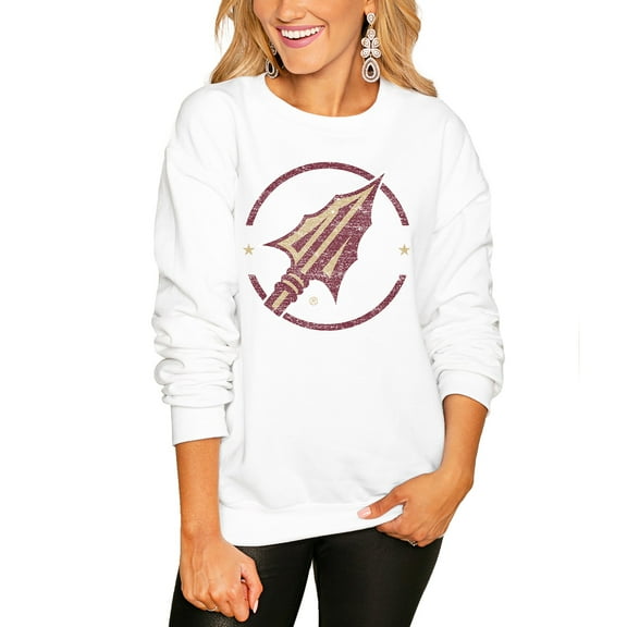 Women's Gameday Couture White Florida State Seminoles End Zone Oversized Sweatshirt
