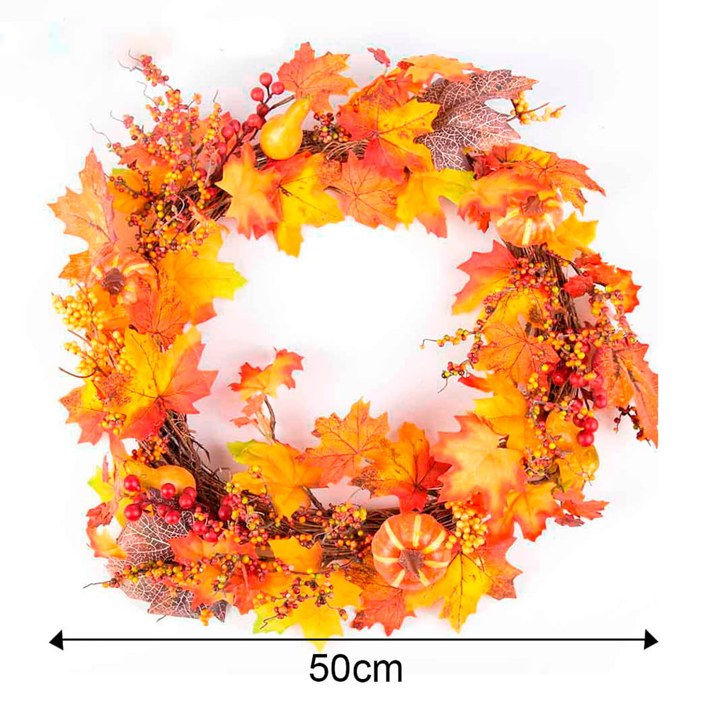 50cm Berry Maple Leaf Fall Door Wreath Door Wall Ornament Thanksgiving Day US 