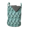 thumbnail image 1 of Geometric Laundry Bag, Contemporary Abstract Design Triangles Forming Diamonds Aztec Folk, Basket with Handles Drawstring Closure for Laundromats, 13" x 19", Teal Turquoise Slate Blue, by Ambesonne, 1 of 4