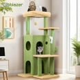 thumbnail image 6 of Cactus Cat Tree Tower for Indoor Cats, 50-inch Adult Cat Tree House for Large Adult Cats with Steps, Scratching Post, 2 Cat Caves, Dangling Toys, FC50, Green, 6 of 14