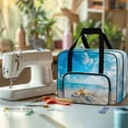 thumbnail image 4 of ZIATUBLE Sea Beach Sewing Machine Cases Starfish Shells Organizer Bag Reusable Carrier Supply Organizer for Accessories with 4 Bottom Rubber Pads Sewing Machine Totes to Prevent Scraping, 4 of 7