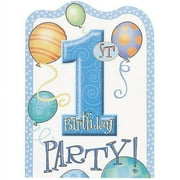 Blue First Birthday Invitations, 8pk
