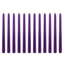 Mega Candles 12 pcs Unscented Purple Taper Candle, Hand Poured Wax Candles 10 Inch x 7/8 Inch, Home Décor, Wedding Receptions, Baby Showers, Birthdays, Celebrations, Party Favors & More