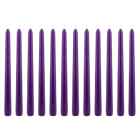 Mega Candles 12 pcs Unscented Purple Taper Candle, Hand Poured Wax Candles 10 Inch x 7/8 Inch, Home Décor, Wedding Receptions, Baby Showers, Birthdays, Celebrations, Party Favors & More
