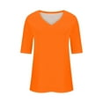 thumbnail image 5 of Atogsazn Women's V Neck T Shirts Casual Loose Half Sleeve Tops Basic Summer Tees Clothes Blouse Fashion Orange L on Clearance, 5 of 6
