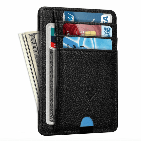 Wallet for Men Slim Leather Wallets for 8-10 Cards, RFID Blocking Thin Card Holder Wallet with ID Window & Large Capacity Cash Slot, Minimalist Design Small Wallet for Front Pocket, Gift for Men