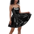 thumbnail image 1 of Vestido de Cintura Alta Pantalones Cortos Mujeres Chica Picante con Papel de Oro Brillante Cuero Patente Dulce Color Rendimiento Traje Fiesta de Cumpleaños Vestido Corto para Mujeres Fiesta, 1 of 6