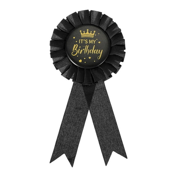 Uxcell 6" x 3" Birthday Ribbon, It's My Birthday Pin Badge Brooch for Party Decoration, Black