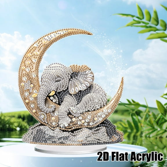 Diamond Painting Desktop Decoration, Moon Elephant 5D DIY Special Diamond Art Decoration Kit for Adults, Office Desktop or Christmas Holiday Gift