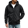 thumbnail image 2 of Zenithor Men's Hooded Windbreaker Jacket Zip Up Rain Coat Solid Long Sleeve Elastic Cuffs Pockets Spring Fall Outdoor Outerwear Black(XXS-3XL), 2 of 9