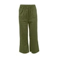 thumbnail image 4 of Yubnlvae High Waist Wide Leg Pants - Women's Comfy Straight Leg Trousers (Pockets, Work to Weekend Outfits) Green L, 4 of 7