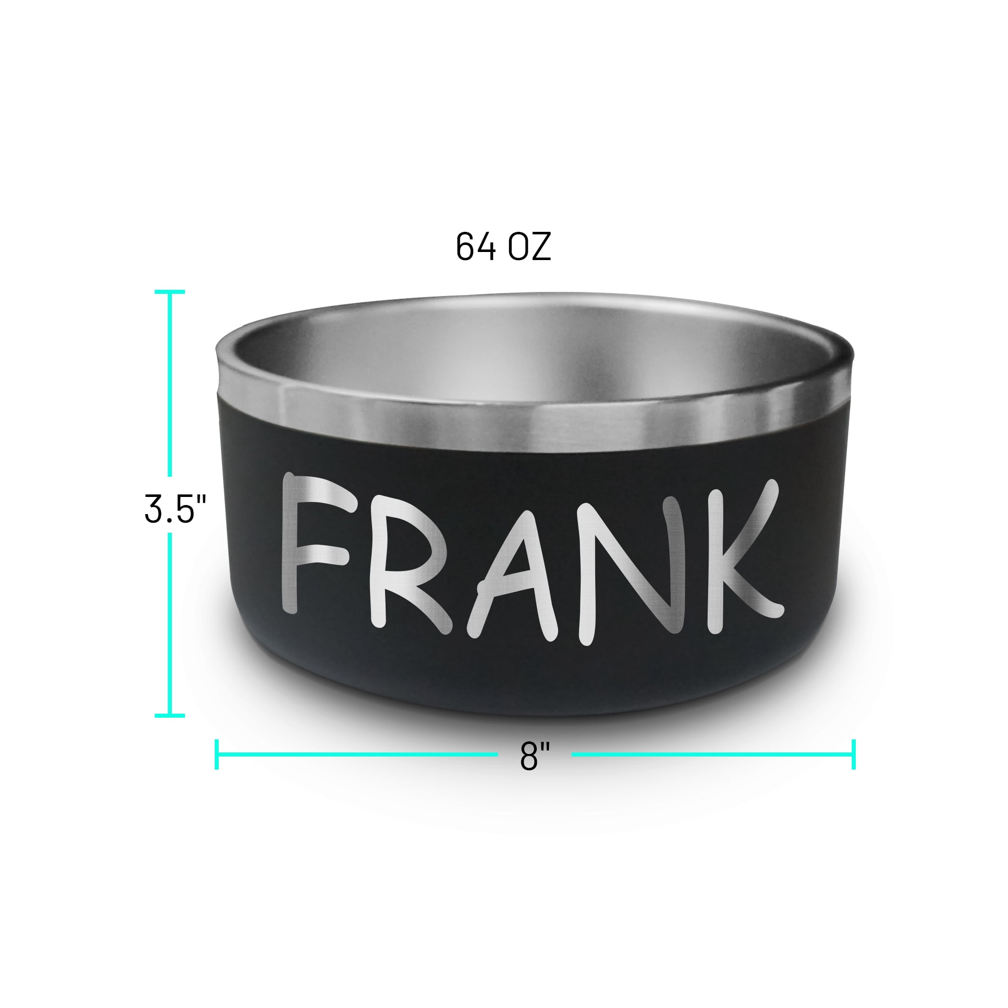 Personalized Large Dog Bowl - Dishwasher Safe - Inside and Outside Engraving - Custom Stainless Steel Non Slip 64 Oz Dog Bowls with Dog's Name, Insulated Dog Dishes, for Food or Water, Double Wall