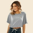 thumbnail image 4 of Dalix Cappuccino Embroidered Cotton Relaxed Fit Flowy Short Sleeve Crewneck Tee Shirt Womens in Athletic Heather L Large, 4 of 5