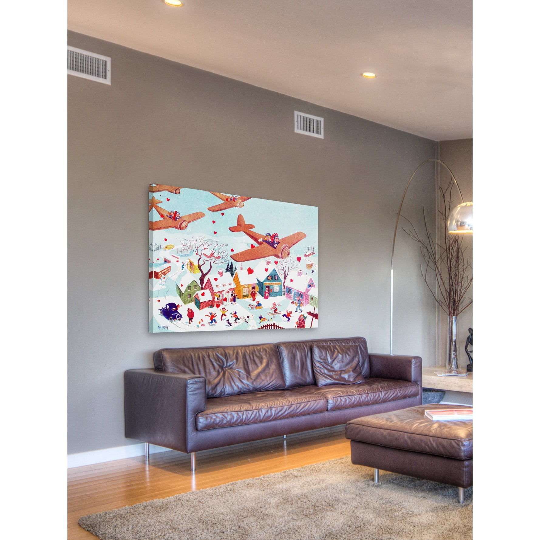 Marmont Hill "Planes and Hearts" by Curtis Painting Print on Canvas